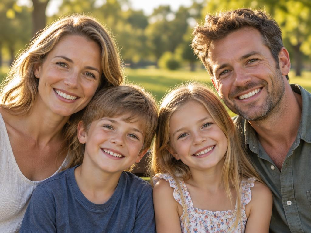 A happy family enjoying time together in a park